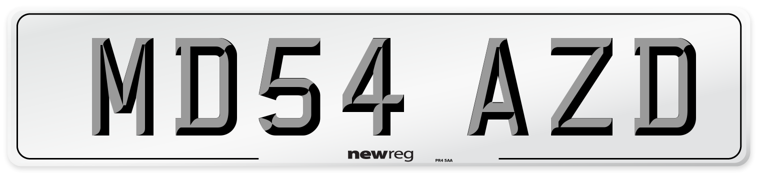 MD54 AZD Number Plate from New Reg